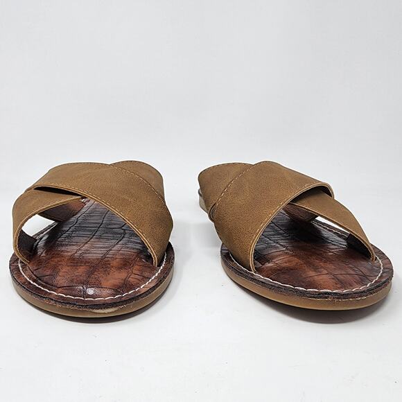 Seven7 Slide Sandals Women 9 Jesse Brown Vegan Leather Cross Strap Padded 2056 - Picture 3 of 8
